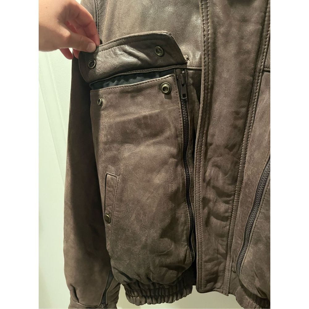Vintage First Gear Mens Brown Leather Biker Jacket Size XL GREAT CONDITION - Picture 4 of 11